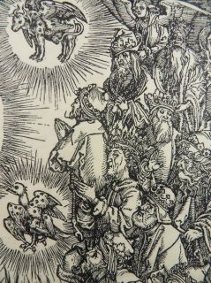 Orig Woodcut After Albrecht Durer Apocalypse Adoration Lamb Dürer D81 