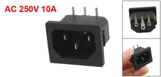   Pin IEC 320 C14 Inlet AC Power Plug Male Connector Right Angle