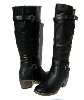 New Womens Knee High Riding Boots Black Winter Snow Shoe Ladies Size 