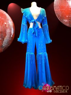 Charismatico Blue Lady ABBA Disco 70s Themed Halloween Party Costume 