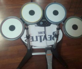 BEATLES ROCK BAND DRUMS SET NINTENDO WII COMPLETE W/ DONGLE , BANNER 