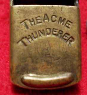 ACME THUNDERER WHISTLE * BRASS * MEYER * N.Y. ARMY / NAVY 