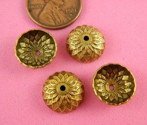size 12mm x 12mm 6 piece s per lot antique brass acorn design beadcaps