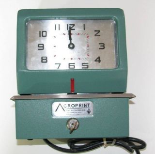 ACROPRINT Manual Time Clock (Recorder)   Model 125NR4 w/key 