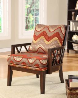 Solid Wood Pasadena Dark Walnut Upholstered Accent Chair
