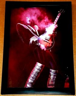 Ace Frehley Kiss Smoking Gibson Les Paul Guitar Framed Live in Concert 