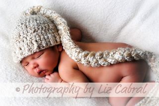 Baby Boy Tan Photo Prop Hat with Long Braided Tail