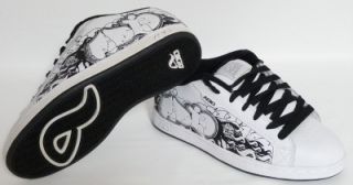 Adio Eugene re White Black Graffiti Skateboard Shoes New in Box F79970 