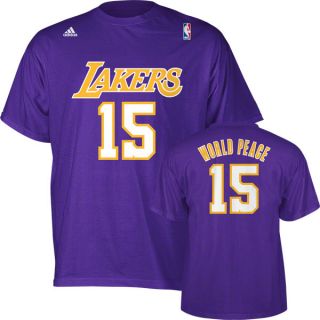 Metta World Peace Adidas Purple Name and Number Los Angeles Lakers T 