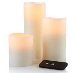 Nate Berkus Set of 3 Flameless Candles with Remote Golden Honey 