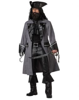Adult Pirate Blackbeard Coat Hat Pirates of The Caribbean Costume M L 