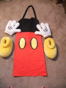 disney halloween costume mickey mouse adult apron hands feet slippers 