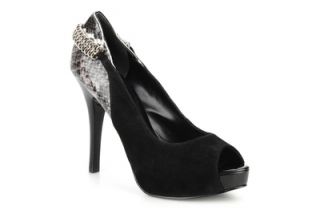 Guess Adelina Open Toe Pump in Black Snake Print
