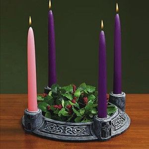   Press Celtic Knot Advent Wreath in Stone Finish with 4 Advent Candles