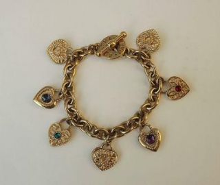 Retired Heart Hearts Charm Bracelet by Agatha Paris Gold Plated Jewel 