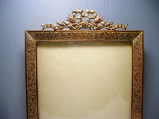 Antique French Empire Etched Gilt Ormolu Picture Frame Laurel Leaves 