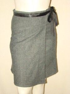 Adolfo Dominguez Black Multi Color Herringbone Knee Length Knit Skirt 