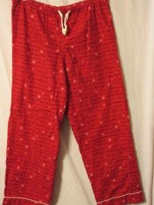Adonna Flannel Sleep Lounge Pants Sz Large Red White Beautiful 