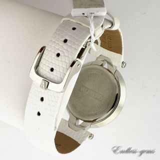 Valentino Ladies Silver Tone White Dial Watch V38 $990 Retail Leather 