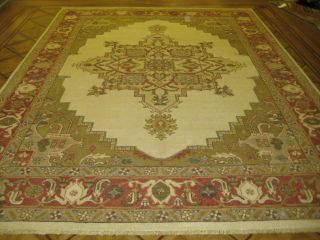 9x12 Beige & Coral Red Agra Oushak Hand Knotted Wool Oriental Rug Free 