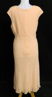 New Adrianne Papell Size 16 XL Peach Dotted Swiss Silk Chiffon Dress 