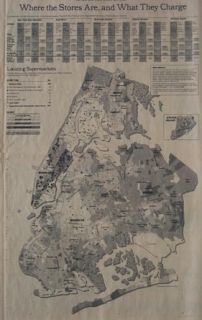 1994 Supermarket Map New York City Manhattan Brooklyn