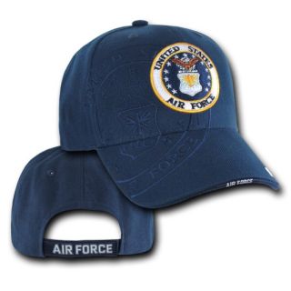 Air Force USAF Emblem with Side Shadow Logo Blue Hat Cap