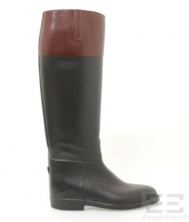 Aigle Insulated Waterproof Black Burgundy Rubber Riding Boots Sz 38 