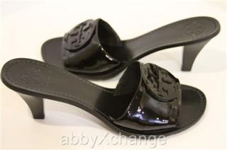 Tory Burch Aerin Logo Heels Slides Sandals Black 7 7 5