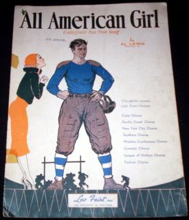   FOOTBALL 1932 ALL AMERICAN GIRL MUSIC & ART SHEET AL LEWIS FOX TROT