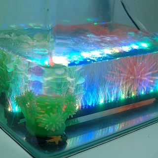 Aquarium Fish Tank Beaming Bubble Air Diffuser Submersible LED Light 