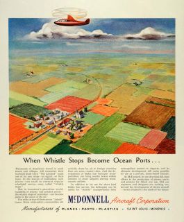 1944 Ad McDonnell Aircraft Corp Plane Parts Fields Farming Airplanes 