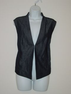 New AKRIS Denim Wool Linen 2 in 1 Crop Polo Jacket Blazer 16