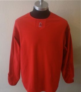 Majestic Red Mens Embroidered Anaheim Angels Fleece Pullover XL 