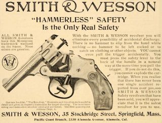   Hammerless Safety Smith Wesson Revolver Alameda   ORIGINAL ADVERTISING