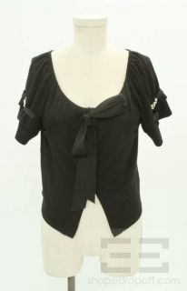 Alberta Ferretti Black Wool And Jeweled Cropped Cardigan Size 8