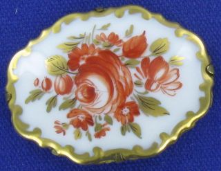 Victorian Vintage Antique Porcelain Rosenthal Floral Pin Brooch 