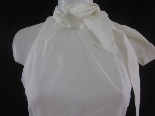 you are bidding on an alara white sleeveless tie neck cotton blouse 