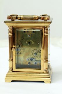 French Brass and Glass Carriage Clock with Alarm