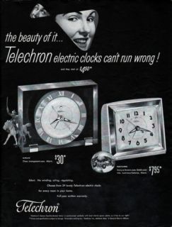 1950 Telechron Clock Nocturne Airlux Alarm Time Hour Ad