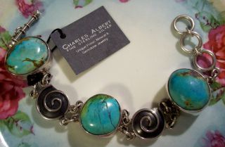 Chunky Charles Albert Sterling Turquoise Bracelet w Tag