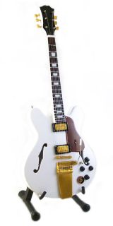 Miniature Guitar Alex Lifeson Gibson ES 355 Alpine White Hollow Free 