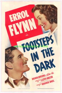 Footsteps in The Dark Movie Poster VF 1941 Errol Flynn