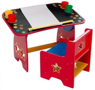 Alex Toys Childs Red Art Desk Table & Chalkboard & Chair Paper Roll 