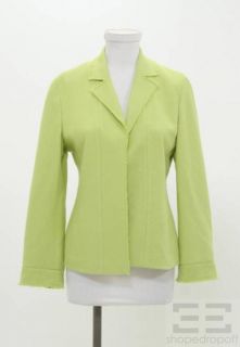 akris punto lime green cotton raw edge blazer size 6