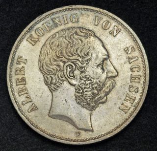 1900, Saxony, Albert. Beautiful Large Silver 5 Mark Crown. XF