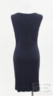 Alberta Ferretti Navy Blue Jersey Knit Sleeveless Dress Size US 8