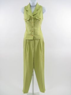 you are bidding on an alberto makali green sleeveless vest pants set 