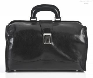 Alberto Bellucci Giotto Italian Leather Doctor Bag Made in Italy Black 