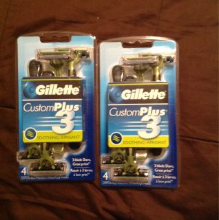 Lot Of Two Gillette Custom Plus 3 Soothing Disposable Razor Packages 8 